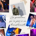 Montage photo de Miss Caline dans différents costumes de spectacle transformiste, avec un portrait de Pascal sans maquillage.